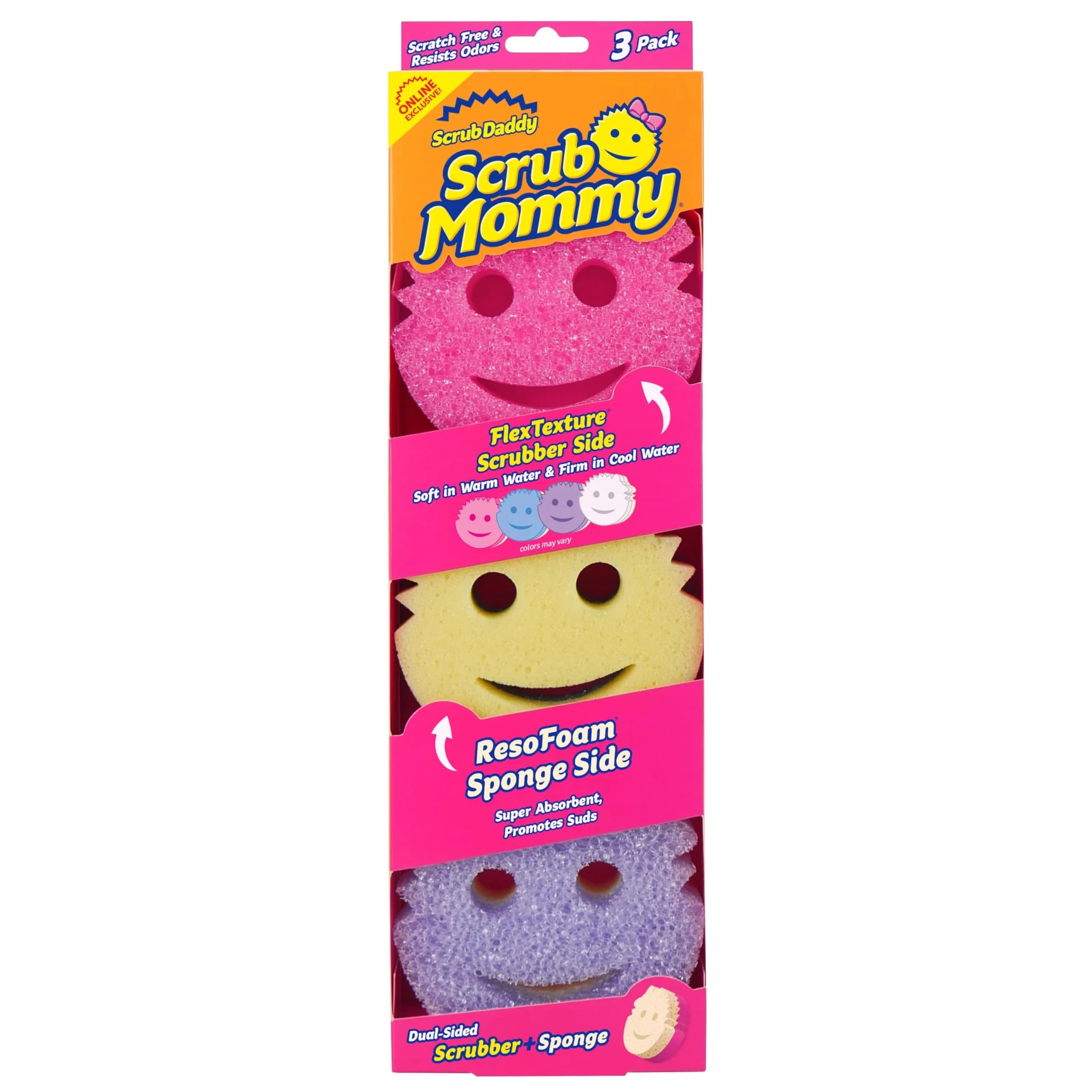 Scrub Mommy Kitchen Sponges 3 Count (Pack of 1) Multicolor | Dual-Sided Non-Scratch Cleaning Sponges for Dishes, Bathroom & Multi-Surface Cleaning - main product image