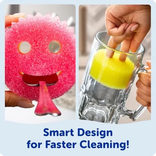 Scrub Mommy Kitchen Sponges 3 Count (Pack of 1) Multicolor | Dual-Sided Non-Scratch Cleaning Sponges for Dishes, Bathroom & Multi-Surface Cleaning thumbnail 4