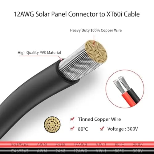 ELFCULB 12AWG Solar to XT60i Cable - 100FT (30.5m) for Power Stations thumbnail 4