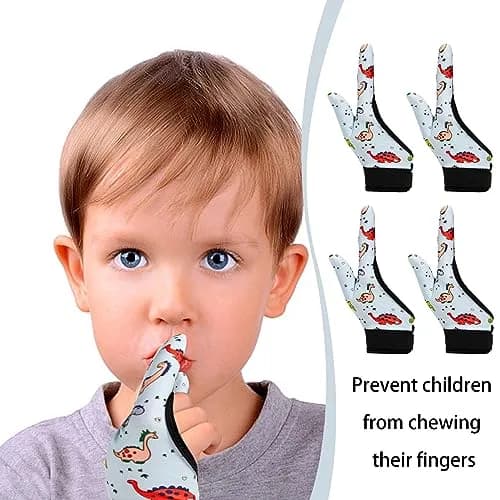 Yxmeiguo Thumb Sucking Guard Gloves for Kids Ages 5-12 | 2 Pairs, Colorful Dinosaur Pattern thumbnail 3