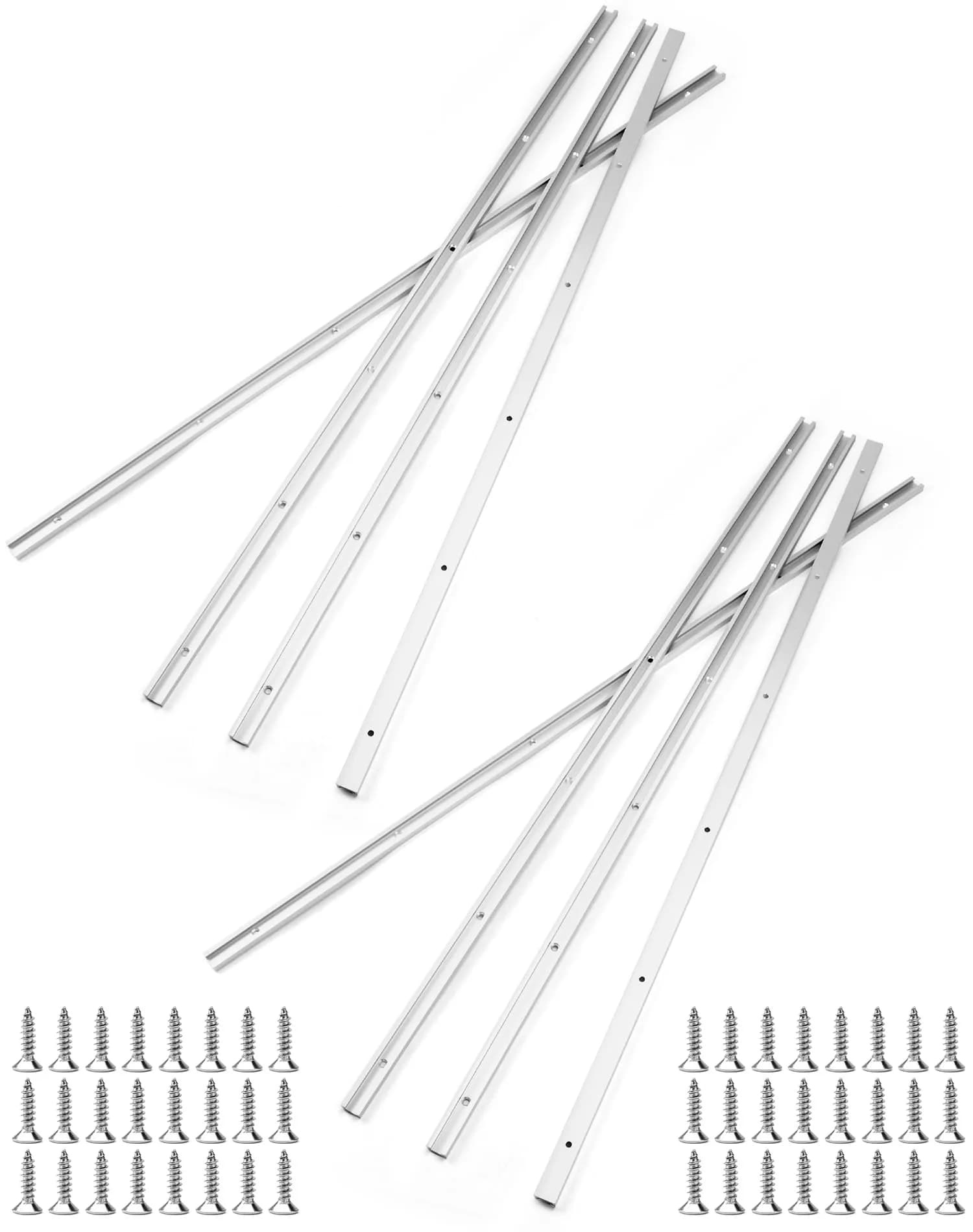 QWORK Aluminum T Track 12 Inch (30.5 cm) - 2 Pack Universal Double Cut Profile with Screws | For Table Saws & Router Tables — 48inch