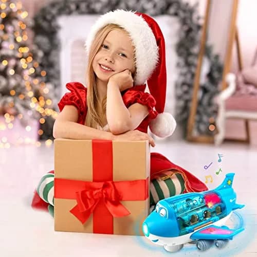 Ynybusi Electric Airplane Toy with Lights & Sounds for Kids 3+ Years, 10-inch Blue | Bump and Go Action thumbnail 6