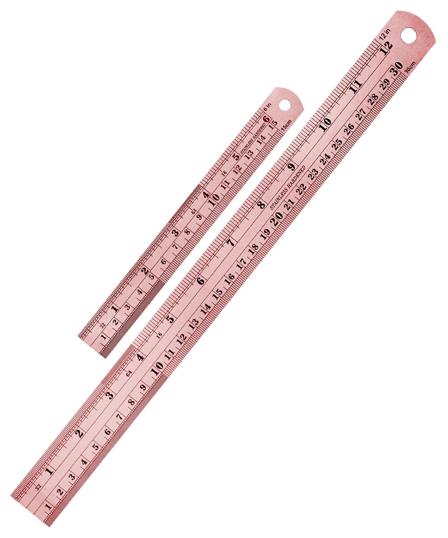 Mr. Pen Metal Straight Edge Ruler Set 4 pcs | 15.2cm, 20.3cm, 30.5cm, 35.6cm (6"-14") — Rose Gold / 6, 12 inch