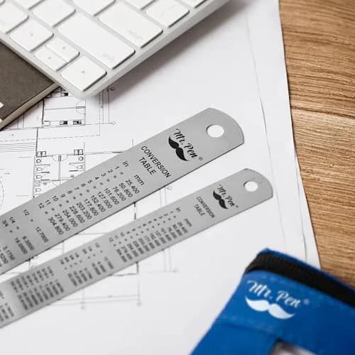 Mr. Pen- Metal Straight Edge Ruler, 2 Pack, 6" and 12" | Durable Stainless Steel, Precise Measurements thumbnail 6
