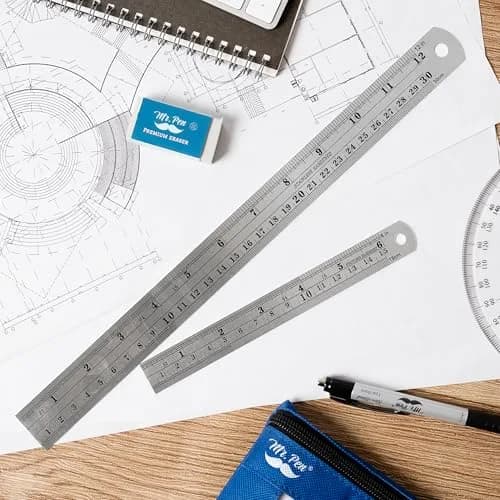 Mr. Pen- Metal Straight Edge Ruler, 2 Pack, 6" and 12" | Durable Stainless Steel, Precise Measurements thumbnail 7