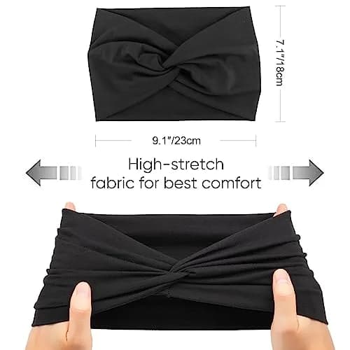 AQOKKA Extra Wide Turban Headbands for Women Large Non Slip Boho Elastic Hairband Twisted Knot Accessories | 4 Count (Pack of 1) thumbnail 2