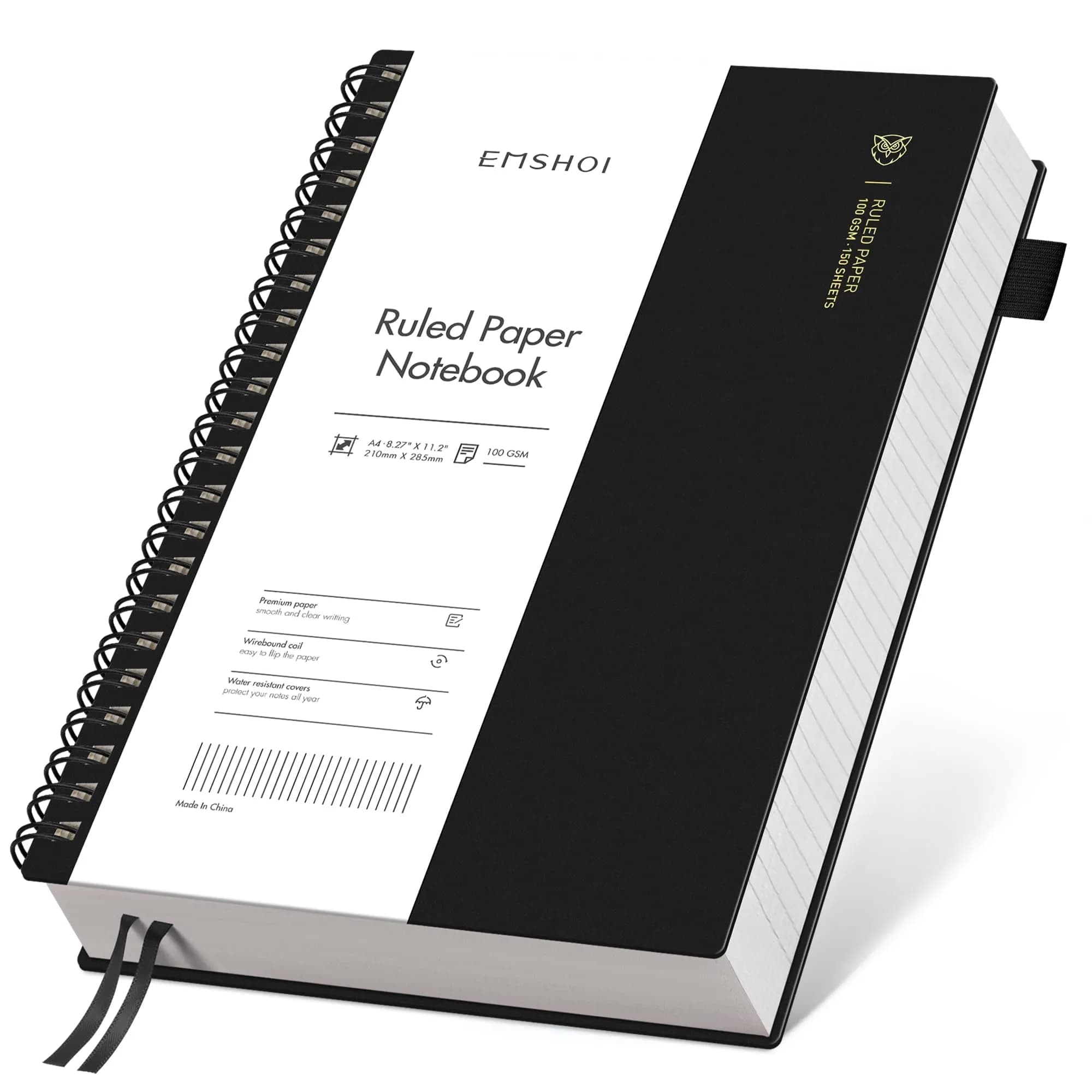 EMSHOI Lined Spiral Journal Notebook A4 Size 300 Pages (21.8cm x 28.7cm) | College Ruled Paper for Students & Professionals - main product image