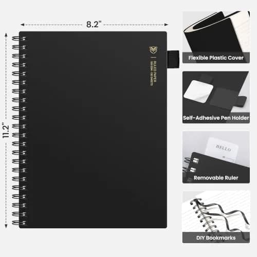 EMSHOI Lined Spiral Journal Notebook A4 Size 300 Pages (21.8cm x 28.7cm) | College Ruled Paper for Students & Professionals thumbnail 5