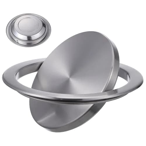Cabilock Recessed Countertop Trash Bin Lid, Stainless Steel, Silent Swing, 21x21cm | Space-Saving Kitchen & Bathroom Cover thumbnail 1