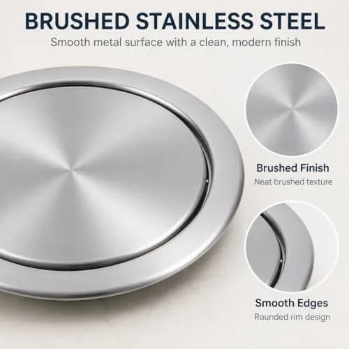 Cabilock Recessed Countertop Trash Bin Lid, Stainless Steel, Silent Swing, 21x21cm | Space-Saving Kitchen & Bathroom Cover thumbnail 5