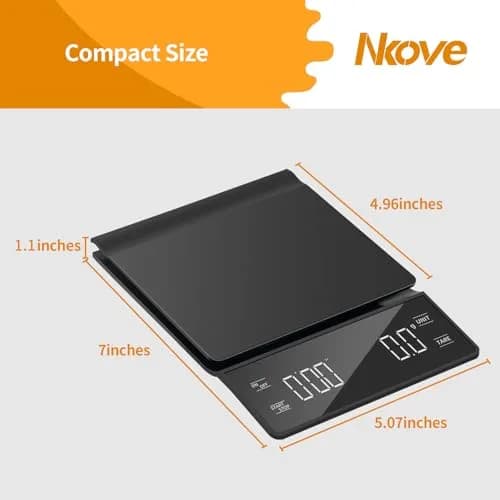 Nkove Digital Coffee Scale with Timer, 0.1g Precision, 3kg Capacity | Compact & Accurate for Home & Cafe thumbnail 4