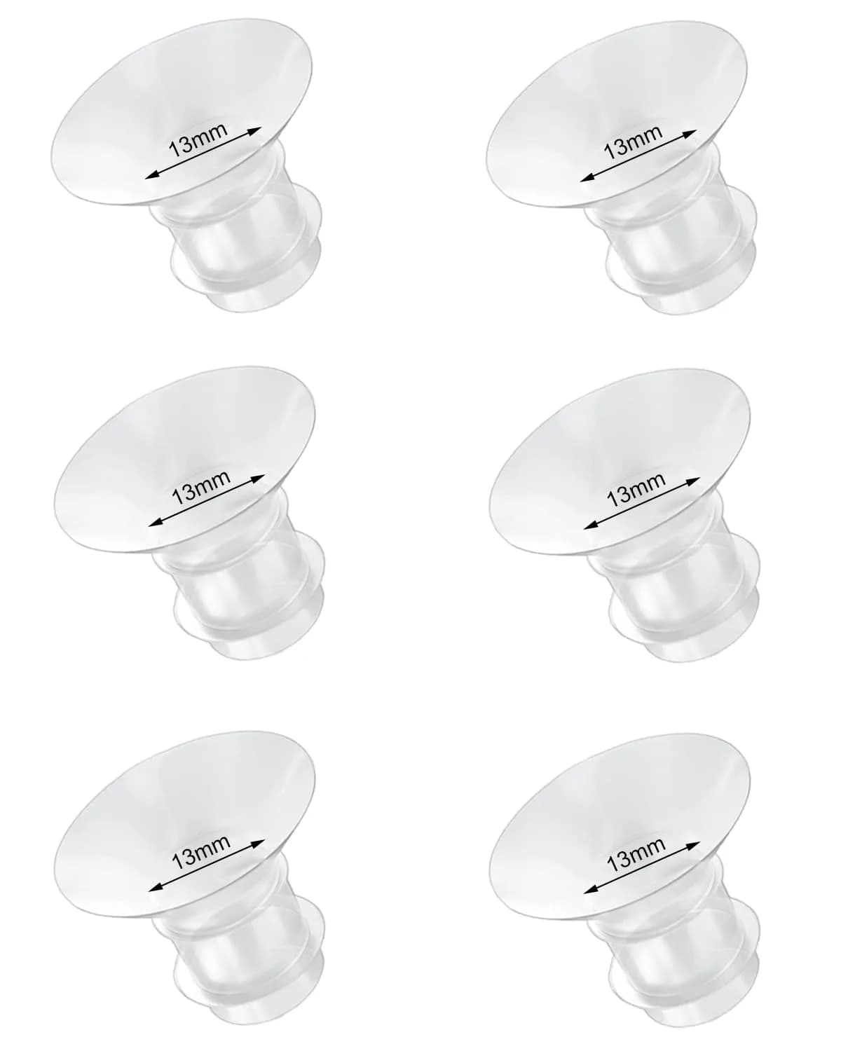 IVARONAL Flange Inserts 19mm | Compatible with Most Breast Pumps, Reduce Tunnel to Correct Size, Food-Grade Silicone, 6PCS — 6pcs-13mm