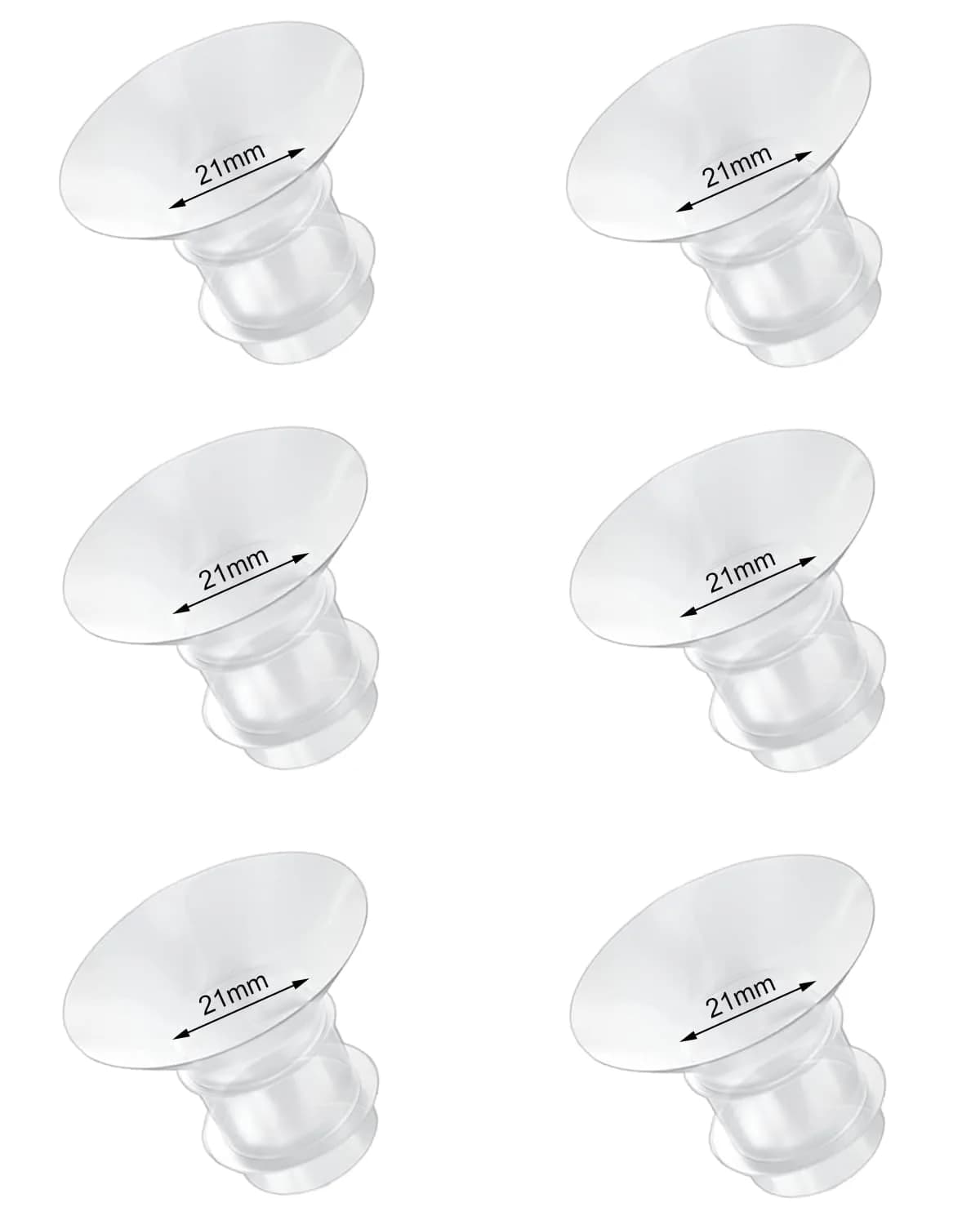 IVARONAL Flange Inserts 21mm | Compatible with Most Breast Pumps, Reduce 24mm Tunnel, Food-Grade Silicone, 6PCS - main product image