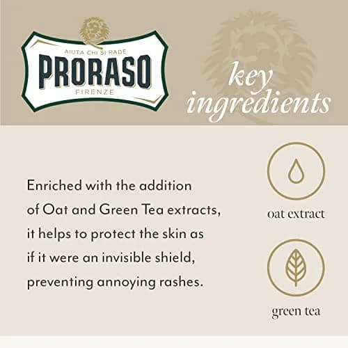 Proraso Shaving Cream Oatmeal & Green Tea 300ml (10.2 Fl Oz) | Nourishing & Gentle Formula for Sensitive Skin thumbnail 5