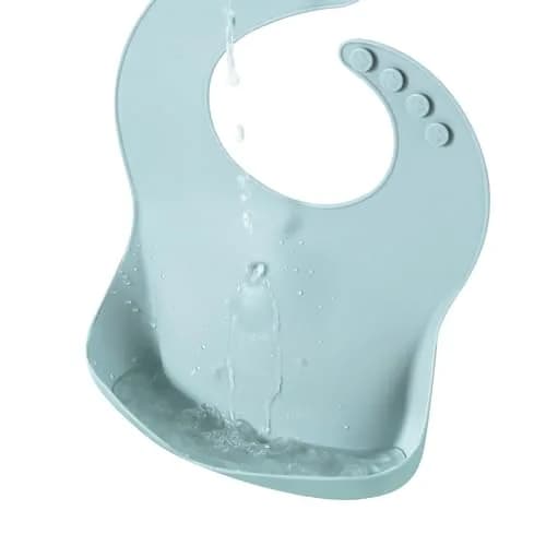 PandaEar 3 Pack Silicone Bibs for Babies & Toddlers, Waterproof Feeding Bib with Large Food Catcher, BPA Free (Blue & Gray) thumbnail 9