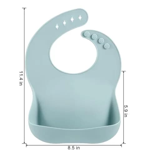 PandaEar 3 Pack Silicone Bibs for Babies & Toddlers, Waterproof Feeding Bib with Large Food Catcher, BPA Free (Blue & Gray) thumbnail 2