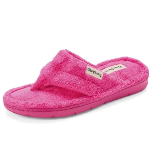 Dearfoams Melanie Terry Thong Slipper, Paradise Pink, 7-8 | Memory Foam Indoor-Outdoor Comfort thumbnail 1