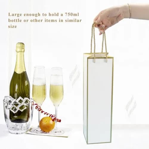 Miraclekoo Gold 4 pcs gift_wrap | Luxury gift bags for wine bottles, 4"x4"x13.8" with handles thumbnail 4