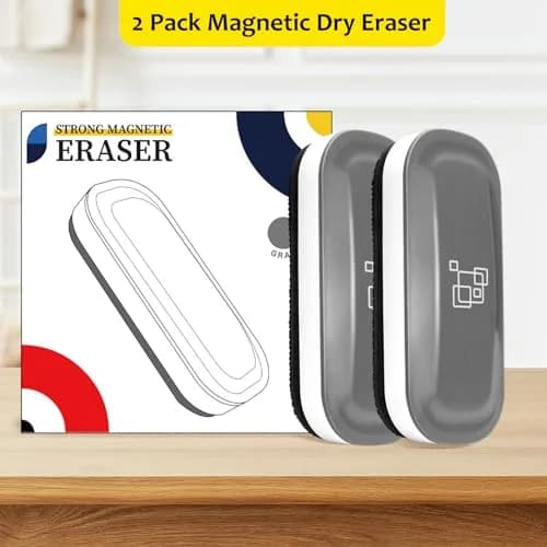 maxtek Magnetic Dry Erase Eraser 2-Pack | Gray, 12.7 cm (5 Inch) Length thumbnail 7