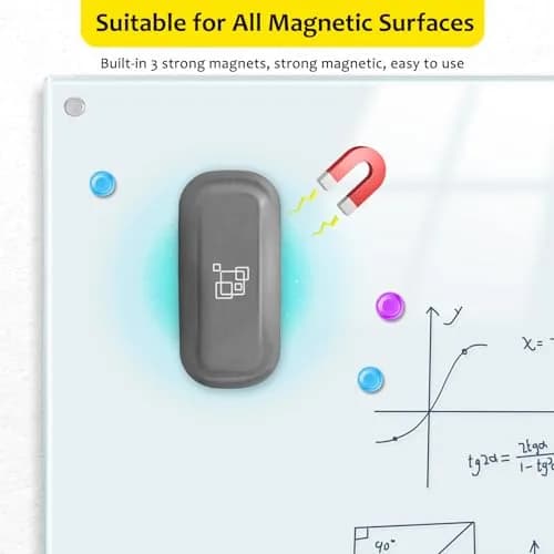 maxtek Magnetic Dry Erase Eraser 2-Pack | Gray, 12.7 cm (5 Inch) Length thumbnail 3