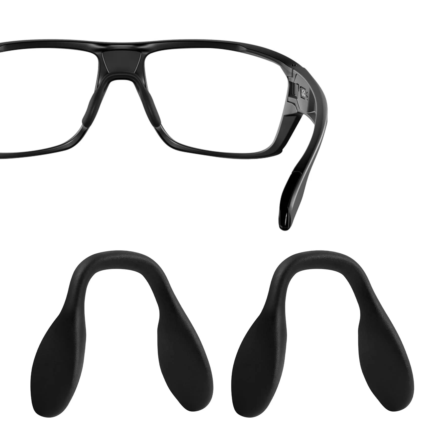 HILEEN Replacement Nose Pads for Oakley Sunglasses | Black Silicone, 51mm x 8mm (1 Piece) — 2 Pieces Black - Standard Fit