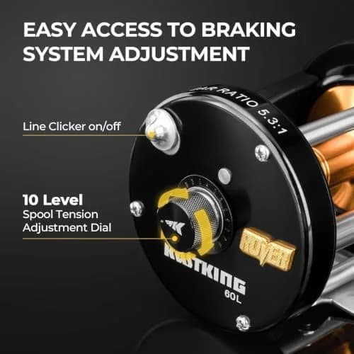 KastKing Rover Round Baitcasting Reel, 60 Size, Right, Black | Power & Durability for Freshwater & Saltwater thumbnail 8