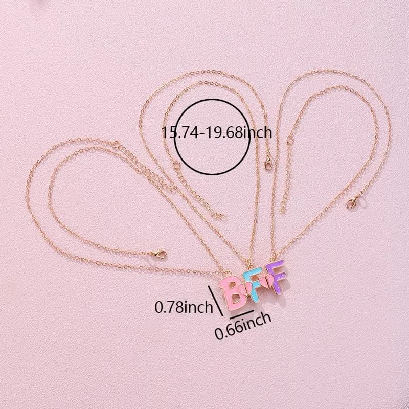 Ancnoz Matching BFF Necklaces for 3 Girls | Friendship Pendant Set in Stainless Steel thumbnail 11