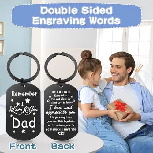 Keniot Father’s Day Gifts Dad Keychain | Double Side Remember I Love You Dad thumbnail 2