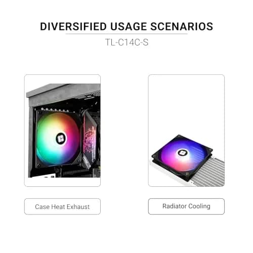Thermalright TL-C14C-S 140mm PWM Fan with ARGB Lighting | 1500RPM, 75.8 CFM, 26.4 dB(A) thumbnail 6