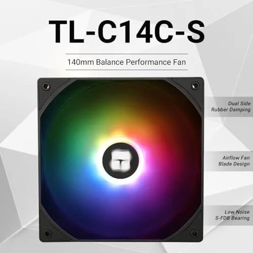 Thermalright TL-C14C-S 140mm PWM Fan with ARGB Lighting | 1500RPM, 75.8 CFM, 26.4 dB(A) thumbnail 2