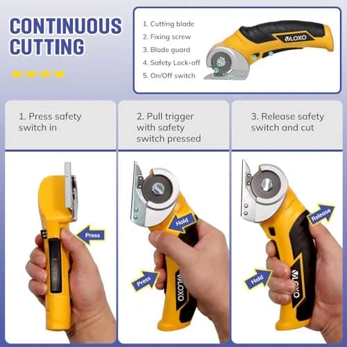 VLOXO Cordless Electric Scissors 240RPM 0.64kg (1.4lb) | Cuts Cardboard, Leather, Carpet Effortlessly thumbnail 3