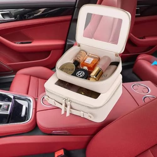 Pinkmik Clear Makeup Bag Set, Medium & Large Beige | TSA Approved & Waterproof Travel Cosmetic Case thumbnail 5