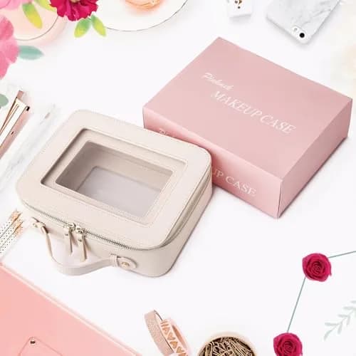 Pinkmik Clear Makeup Bag Set, Medium & Large Beige | TSA Approved & Waterproof Travel Cosmetic Case thumbnail 8