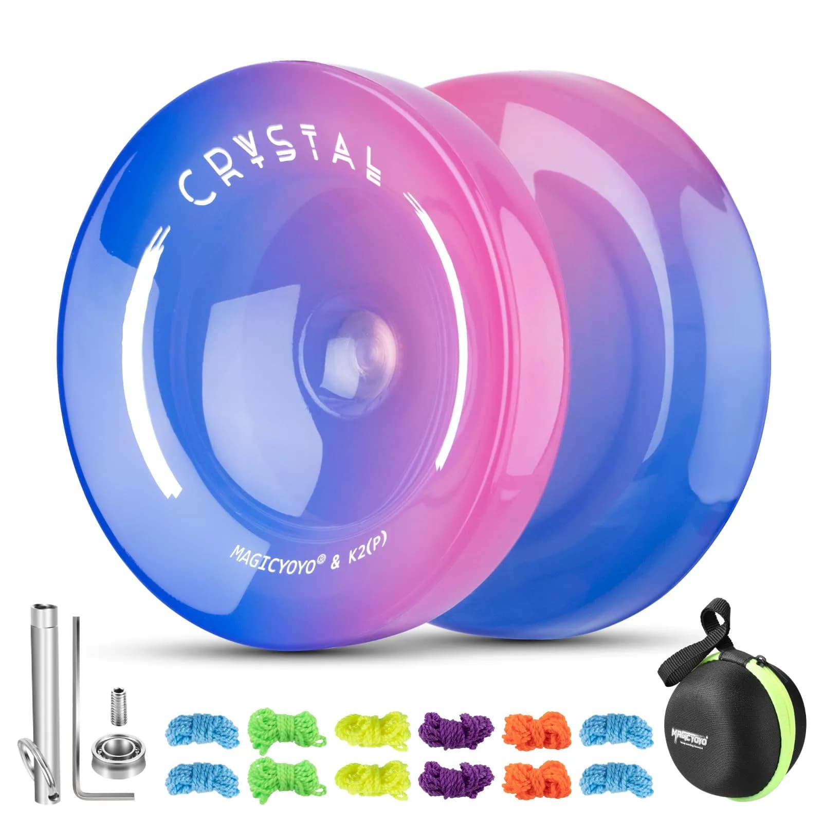 MAGICYOYO K2 Crystal Responsive Yoyo for Kids 8-12, Beginner Yo-yo with Dual Modes & Accessories (Blue Pink Gradient) - main product image