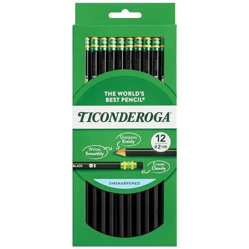 Ticonderoga Wood-Cased Graphite #2 HB Soft Pencils 72 Count (Black) | Smooth Writing, Smudge-Free Eraser thumbnail 1