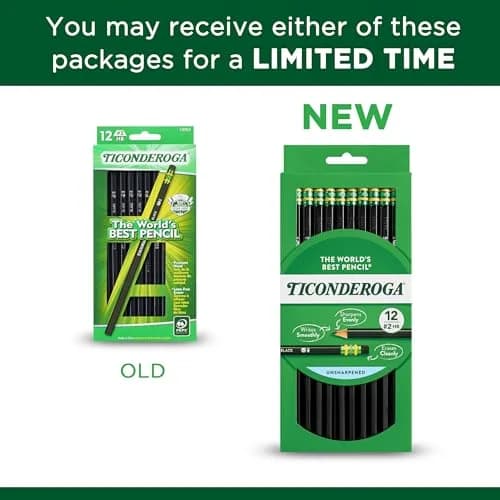 Ticonderoga Wood-Cased Graphite #2 HB Soft Pencils 72 Count (Black) | Smooth Writing, Smudge-Free Eraser thumbnail 2