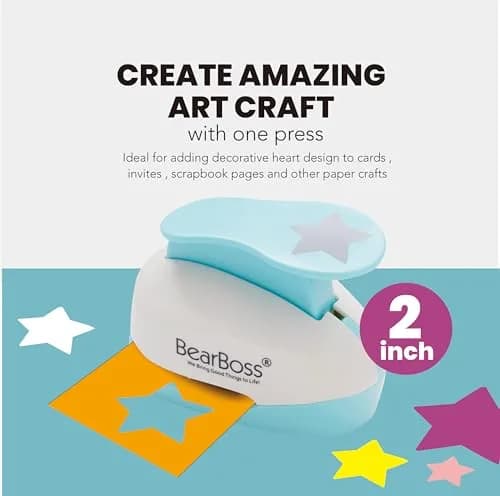 BearBoss Star Paper Punch 2 Inch | Handmade Scrapbook Paper Puncher for Card Making & DIY Crafts thumbnail 2