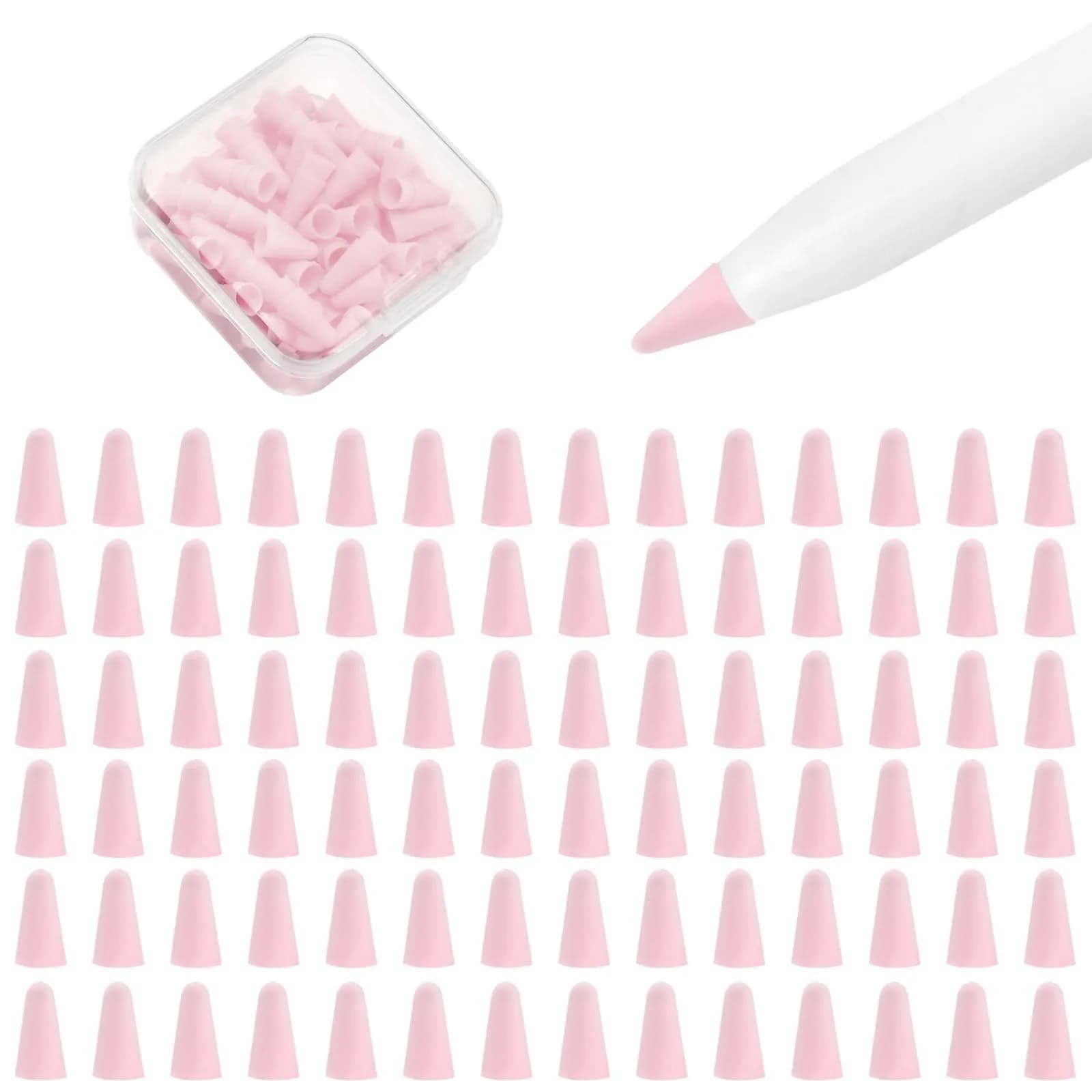 YBSUCLD Silicone Pencil Nib Sleeves for Apple Pencil 1/2/Pro/USB-C, Pink (100 Count) — Pink
