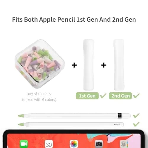 YBSUCLD 100pcs Silicone Pencil Nib Sleeve for Apple Pencils 1/2/pro/USB-C | Screen Friendly & Durable thumbnail 2