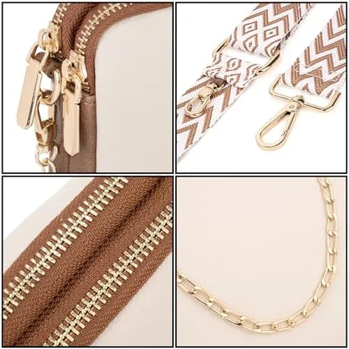 UTO Small Crossbody Bags 3 in 1 Trendy Belt Purse Fanny Chest Pack White B | Water-Resistant Synthetic Leather thumbnail 3