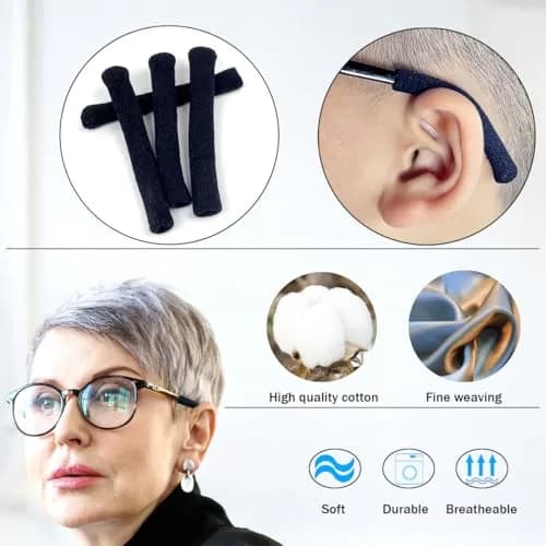 Qoaimu Soft Cotton Glasses Ear Cushions | Anti-Slip Elastic Eyeglass Ear Pads for Comfort & Sweat Absorption thumbnail 5