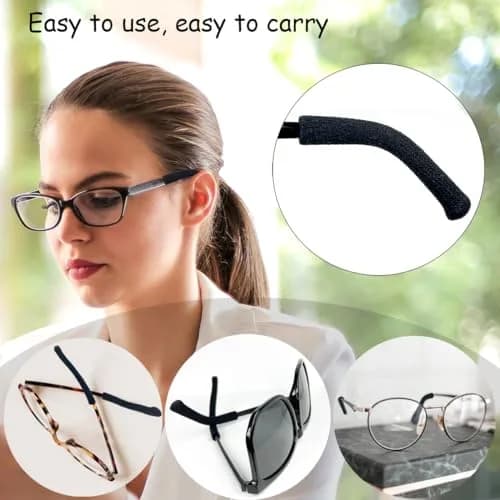 Qoaimu Soft Cotton Glasses Ear Cushions | Anti-Slip Elastic Eyeglass Ear Pads for Comfort & Sweat Absorption thumbnail 3