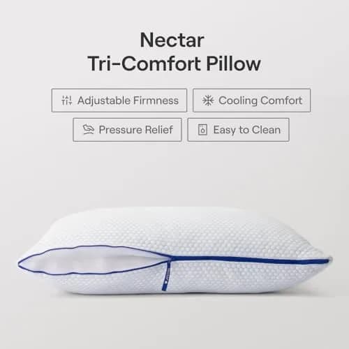 Nectar Tri-Comfort Cooling Pillow Standard | Adjustable Firmness & Breathable Support thumbnail 2