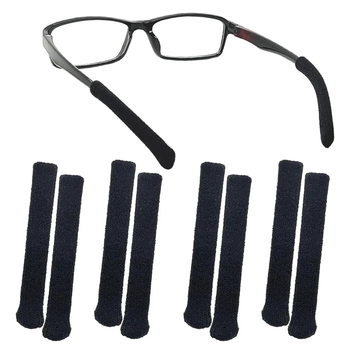 Qoaimu Soft Cotton Glasses Ear Cushions | Anti-Slip Elastic Eyeglass Ear Pads for Comfort & Sweat Absorption — 4 Pair
