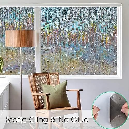 Beautysaid Window Privacy Film Stained Glass 3D Rainbow (Brown, 23.6x394in) | UV & Privacy Protection with Easy Reapplication thumbnail 5