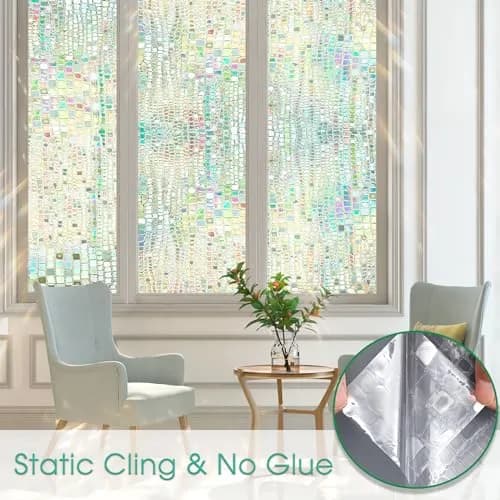 Beautysaid Window Privacy Film Stained Glass 3D Rainbow (Pure, 23.6x394in) | UV & Privacy Protection with Easy Reapplication thumbnail 5