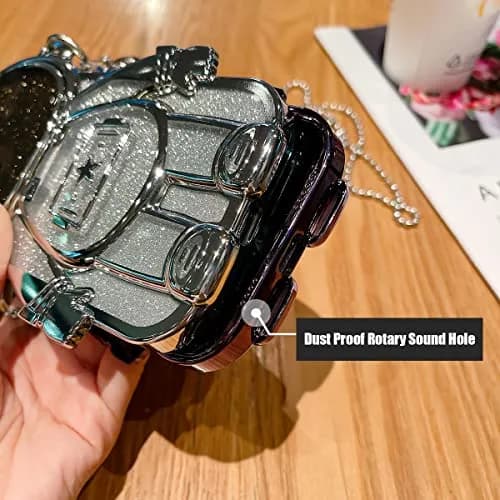 QoKcoahn Astronaut Hidden Stand Phone Case for iPhone 15 Pro Max | Luxury Glitter Bling with Mirror Chain thumbnail 6