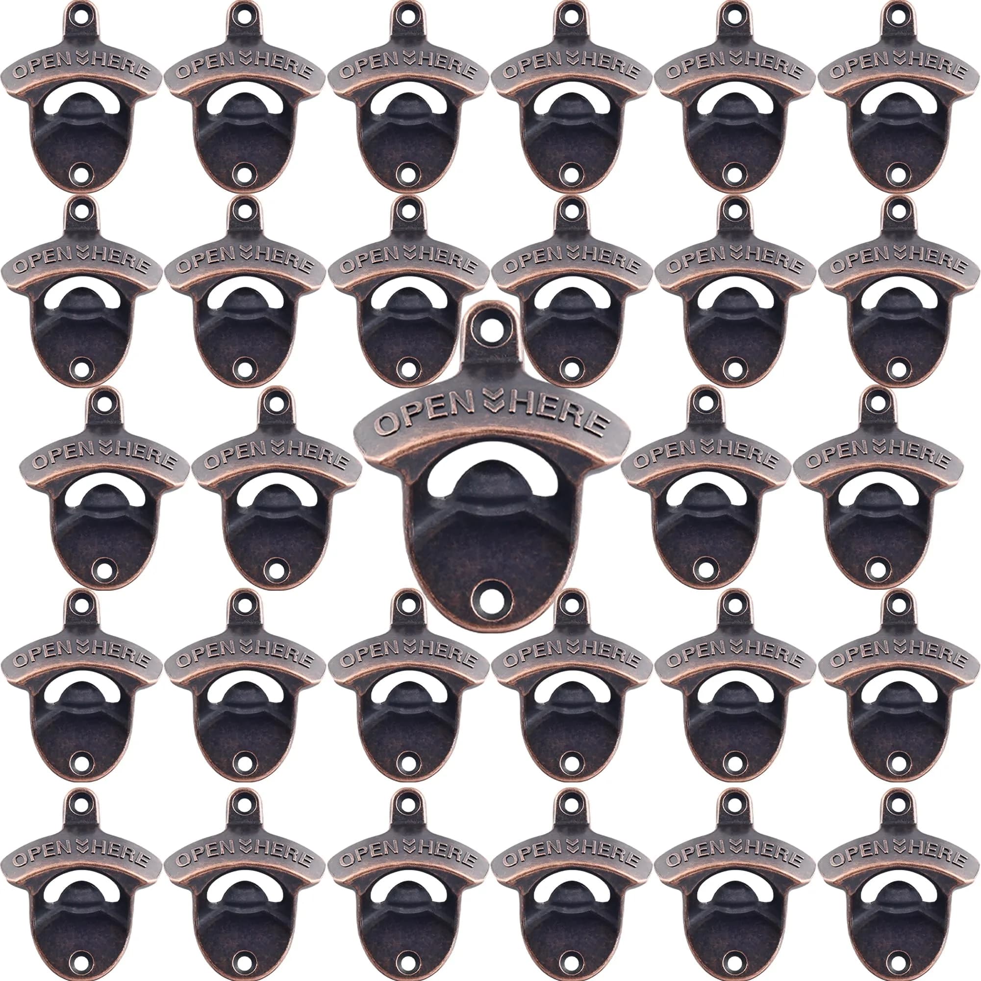 HAIICEN 30 PCS Rustic Beer Bottle Cap Opener Wall Mounted Antique Copper | 8.1 cm (3.15 in) Opener, 30-Pack