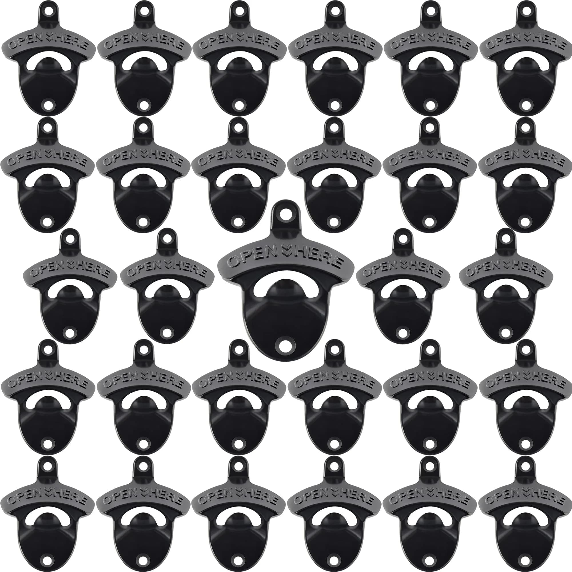 HAIICEN Black Wall Mounted Bottle Opener 30-Pack | Rustproof Zinc Alloy for DIY Crafts