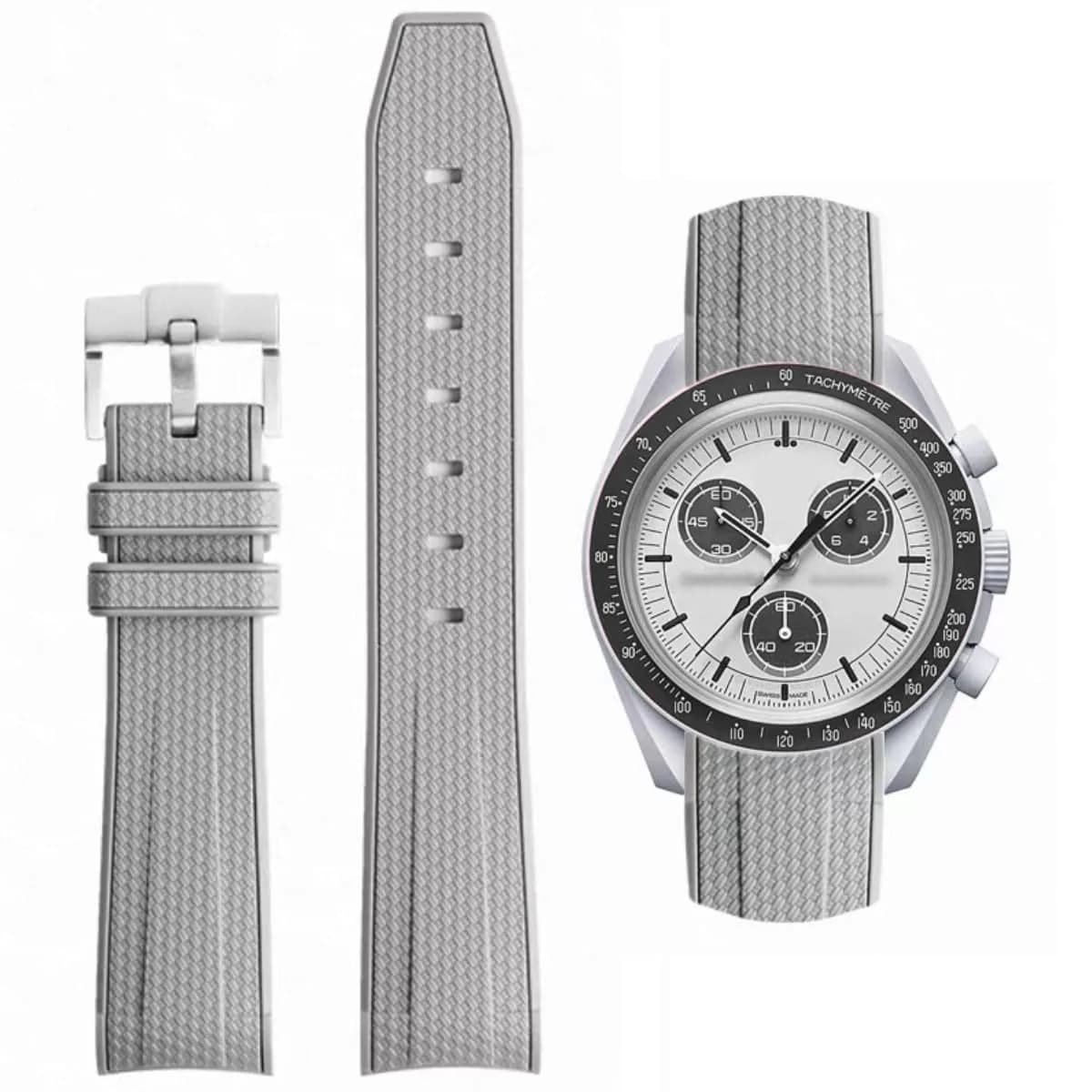 HEYOZURY Grey Silicone Watch Band for Omega x Swatch MoonSwatch 20mm | Classic Style